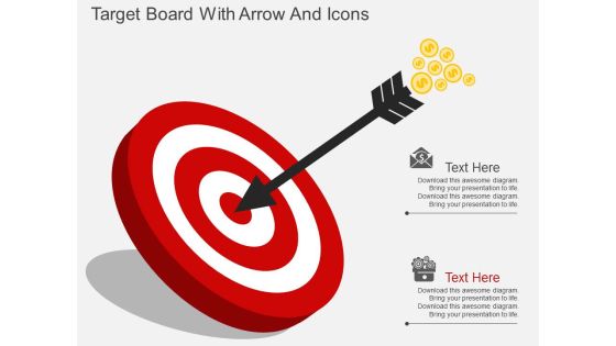 Target Board With Arrow And Icons Powerpoint Template Target Board With Arrow And Icons Powerpoint Template