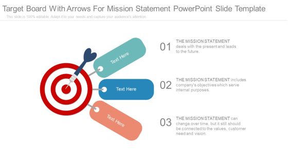 Target Board With Arrows For Mission Statement Powerpoint Slide Template Target Board With Arrows For Mission Statement Powerpoint Slide Template