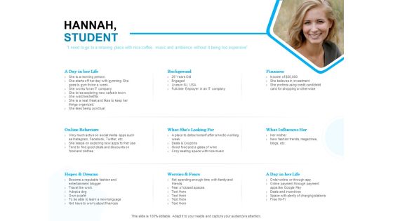 Target Market Segmentation Hannah Student Ppt PowerPoint Presentation Infographic Template Rules PDF