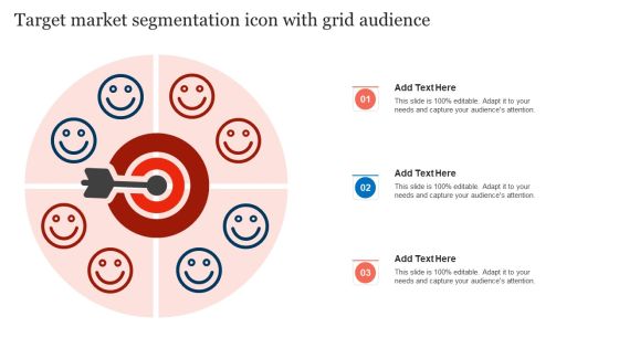 Target Market Segmentation Icon With Grid Audience Designs PDF