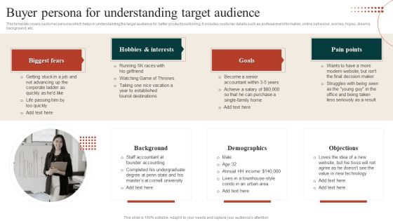 Target Marketing Techniques Buyer Persona For Understanding Target Audience Infographics PDF