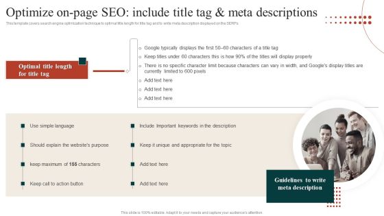 Target Marketing Techniques Optimize On Page SEO Include Title Tag And Meta Descriptions Sample PDF Target Marketing Techniques Optimize On Page SEO Include Title Tag And Meta Descriptions Sample PDF