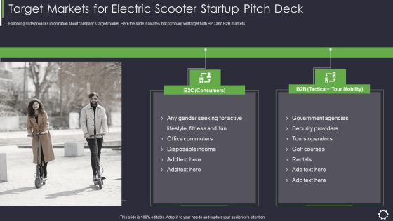 Target Markets For Electric Scooter Startup Pitch Deck Ppt Ideas Slides PDF Target Markets For Electric Scooter Startup Pitch Deck Ppt Ideas Slides PDF