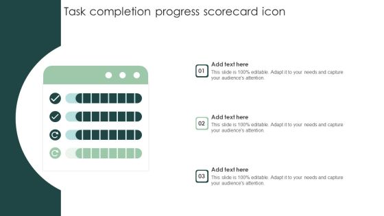 Task Completion Progress Scorecard Icon Template PDF Task Completion Progress Scorecard Icon Template PDF