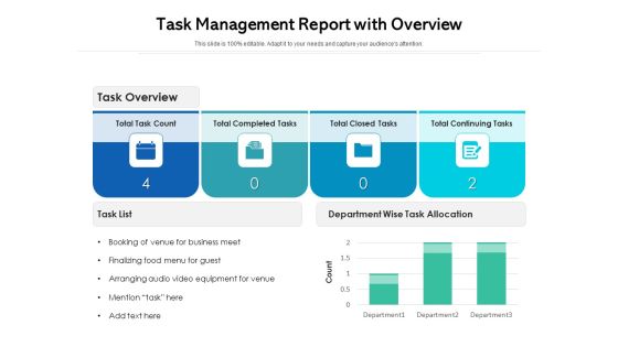 Task Management Report With Overview Ppt PowerPoint Presentation Ideas Layout Ideas PDF Task Management Report With Overview Ppt PowerPoint Presentation Ideas Layout Ideas PDF