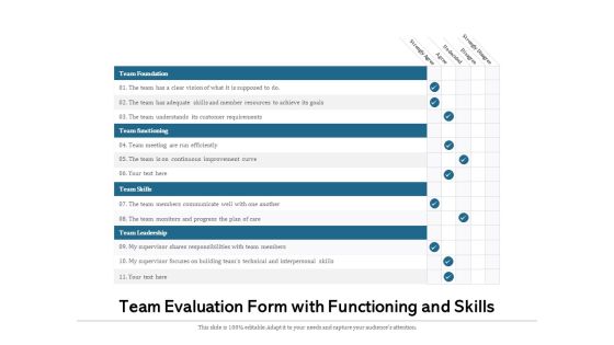 Team Evaluation Form With Functioning And Skills Ppt PowerPoint Presentation Summary Slides PDF Team Evaluation Form With Functioning And Skills Ppt PowerPoint Presentation Summary Slides PDF