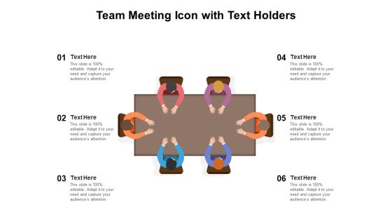 Team Meeting Icon With Text Holders Ppt PowerPoint Presentation Layouts Aids PDF