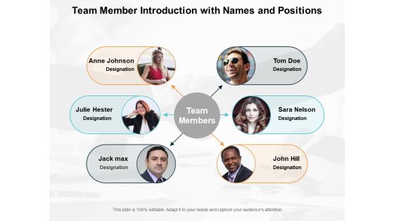 Team Member Introduction With Names And Positions Ppt Powerpoint Presentation Icon Outline