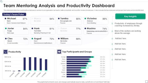 Team Mentoring Analysis And Productivity Dashboard Template PDF Team Mentoring Analysis And Productivity Dashboard Template PDF