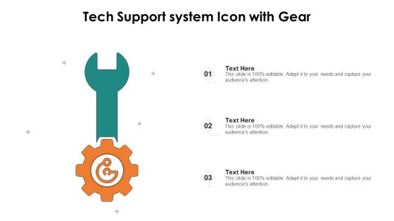 Tech Support System Icon With Gear Ppt PowerPoint Presentation Portfolio Format Ideas PDF