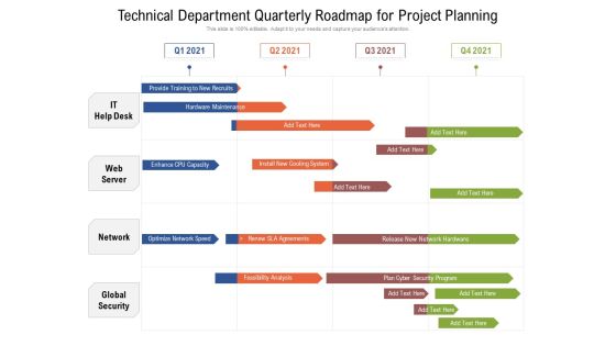 Technical Department Quarterly Roadmap For Project Planning Background