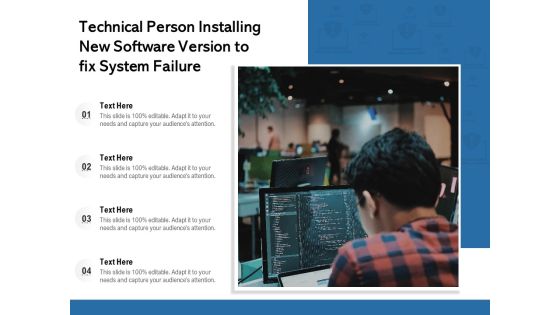 Technical Person Installing New Software Version To Fix System Failure Ppt PowerPoint Presentation File Clipart Images PDF Technical Person Installing New Software Version To Fix System Failure Ppt PowerPoint Presentation File Clipart Images PDF