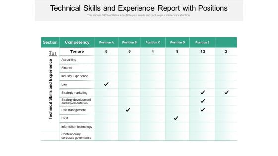 Technical Skills And Experience Report With Positions Ppt PowerPoint Presentation Gallery PDF Technical Skills And Experience Report With Positions Ppt PowerPoint Presentation Gallery PDF