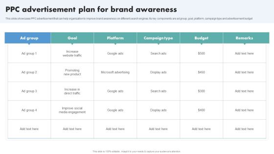 Techniques To Boost Brand Awareness Ppc Advertisement Plan For Brand Awareness Introduction PDF Techniques To Boost Brand Awareness Ppc Advertisement Plan For Brand Awareness Introduction PDF