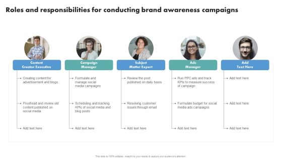 Techniques To Boost Brand Awareness Roles And Responsibilities For Conducting Brand Diagrams PDF