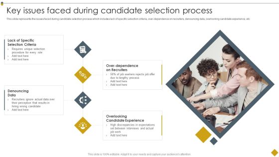 Techniques To Boost Selection Process Key Issues Faced During Candidate Selection Process Formats PDF