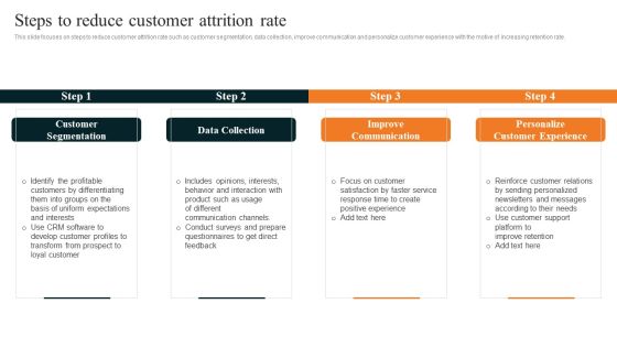 Techniques To Decrease Customer Steps To Reduce Customer Attrition Rate Brochure PDF Techniques To Decrease Customer Steps To Reduce Customer Attrition Rate Brochure PDF