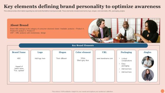 Techniques To Elevate Brand Visibility Key Elements Defining Brand Personality To Optimize Awareness Brochure PDF Techniques To Elevate Brand Visibility Key Elements Defining Brand Personality To Optimize Awareness Brochure PDF