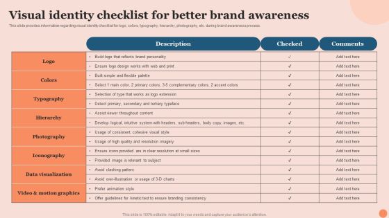 Techniques To Elevate Brand Visibility Visual Identity Checklist For Better Brand Awareness Brochure PDF Techniques To Elevate Brand Visibility Visual Identity Checklist For Better Brand Awareness Brochure PDF