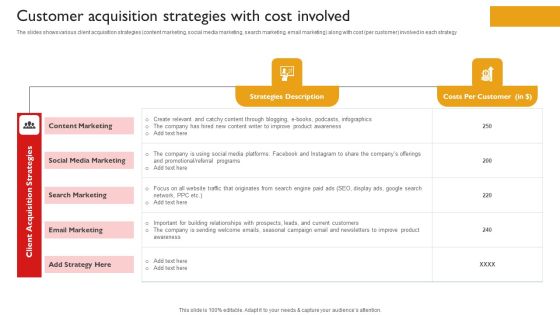 Techniques To Enhance Brand Awareness Customer Acquisition Strategies With Cost Involved Demonstration PDF Techniques To Enhance Brand Awareness Customer Acquisition Strategies With Cost Involved Demonstration PDF