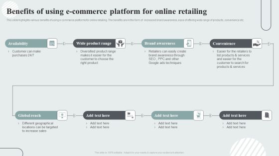 Techniques To Enhance Customer Engagement Via Digital Platforms Benefits Of Using E Commerce Platform For Online Retailing Graphics PDF