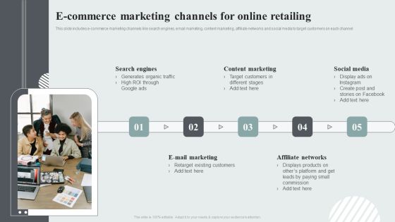 Techniques To Enhance Customer Engagement Via Digital Platforms E Commerce Marketing Channels For Online Retailing Brochure PDF