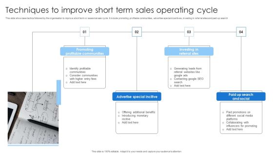 Techniques To Improve Short Term Sales Operating Cycle Brochure PDF Techniques To Improve Short Term Sales Operating Cycle Brochure PDF