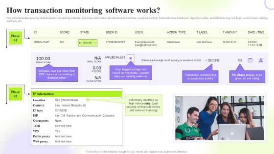 Techniques To Monitor Transactions How Transaction Monitoring Software Works Slides PDF
