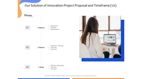Technological Innovation Project Our Solution Of Innovation Project Proposal And Timeframe Formats PDF Technological Innovation Project Our Solution Of Innovation Project Proposal And Timeframe Formats PDF