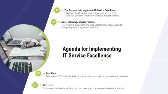 Technology Facility Maintenance And Provider Agenda For Implementing IT Service Excellence Pictures PDF