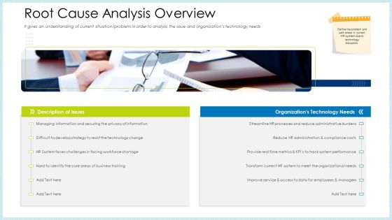 Technology Innovation Human Resource System Root Cause Analysis Overview Ppt Outline Graphic Images PDF