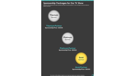 Television Program Sponsorship Proposal Sponsorship Packages One Pager Sample Example Document Television Program Sponsorship Proposal Sponsorship Packages One Pager Sample Example Document