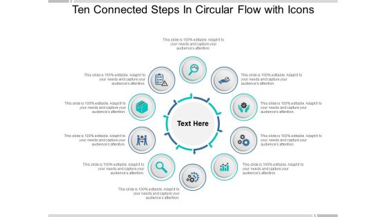 Ten Connected Steps In Circular Flow With Icons Ppt PowerPoint Presentation Gallery Examples