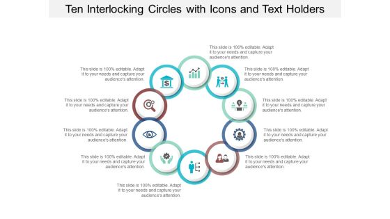 Ten Interlocking Circles With Icons And Text Holders Ppt PowerPoint Presentation Slides Maker Ten Interlocking Circles With Icons And Text Holders Ppt PowerPoint Presentation Slides Maker