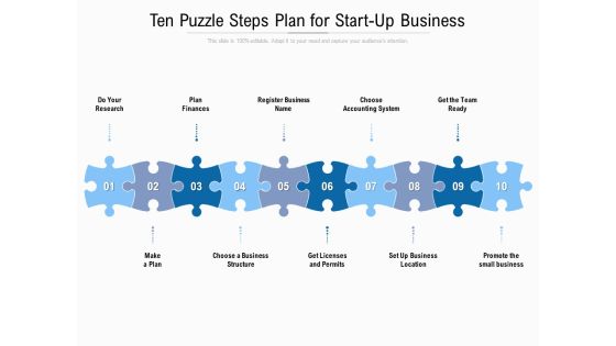Ten Puzzle Steps Plan For Start Up Business Ppt PowerPoint Presentation Styles Example File