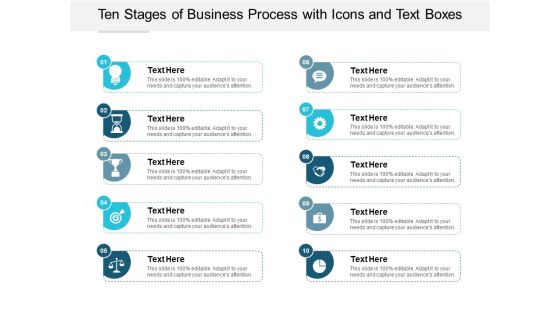Ten Stages Of Business Process With Icons And Text Boxes Ppt PowerPoint Presentation Inspiration Brochure Ten Stages Of Business Process With Icons And Text Boxes Ppt PowerPoint Presentation Inspiration Brochure