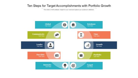 Ten Steps For Target Accomplishments With Portfolio Growth Ppt PowerPoint Presentation Icon Vector PDF