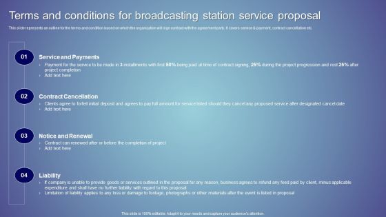 Terms And Conditions For Broadcasting Station Service Proposal Ppt Outline Objects PDF Terms And Conditions For Broadcasting Station Service Proposal Ppt Outline Objects PDF