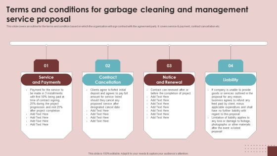 Terms And Conditions For Garbage Cleaning And Management Service Proposal Portrait PDF Terms And Conditions For Garbage Cleaning And Management Service Proposal Portrait PDF