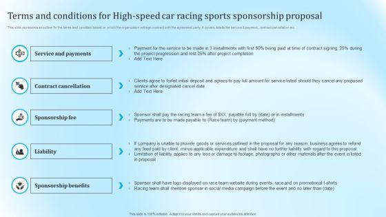 Terms And Conditions For High Speed Car Racing Sports Sponsorship Proposal Portrait PDF