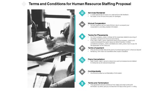 Terms And Conditions For Human Resource Staffing Proposal Ppt PowerPoint Presentation File Demonstration