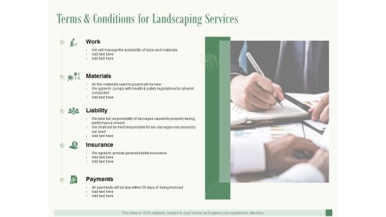Terms And Conditions For Landscaping Services Ppt PowerPoint Presentation Pictures Elements Terms And Conditions For Landscaping Services Ppt PowerPoint Presentation Pictures Elements