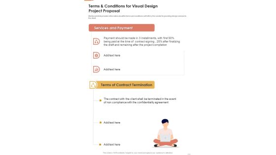 Terms And Conditions For Visual Design Project Proposal One Pager Sample Example Document Terms And Conditions For Visual Design Project Proposal One Pager Sample Example Document