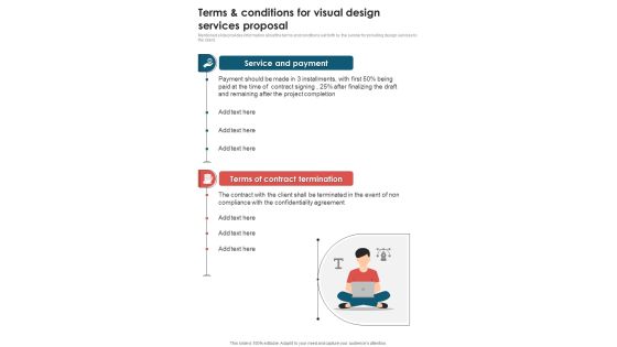 Terms And Conditions For Visual Design Services Proposal One Pager Sample Example Document Terms And Conditions For Visual Design Services Proposal One Pager Sample Example Document