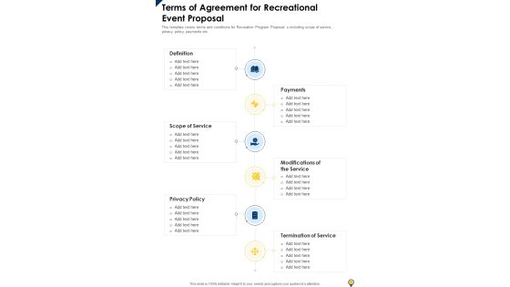 Terms Of Agreement For Recreational Event Proposal One Pager Sample Example Document