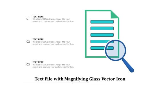 Text File With Magnifying Glass Vector Icon Ppt PowerPoint Presentation Icon Backgrounds PDF