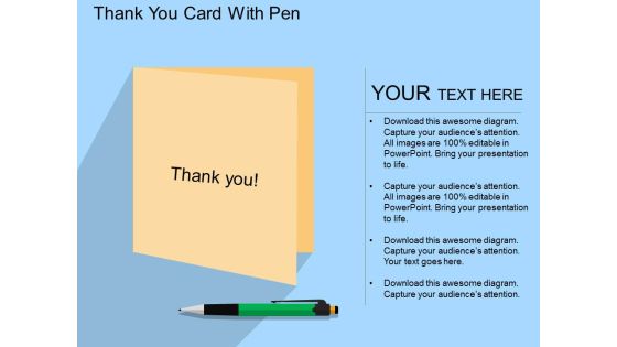 Thank You Card With Pen Powerpoint Template