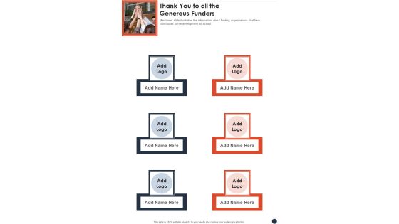 Thank You To All The Generous Funders Template 78 One Pager Documents Thank You To All The Generous Funders Template 78 One Pager Documents