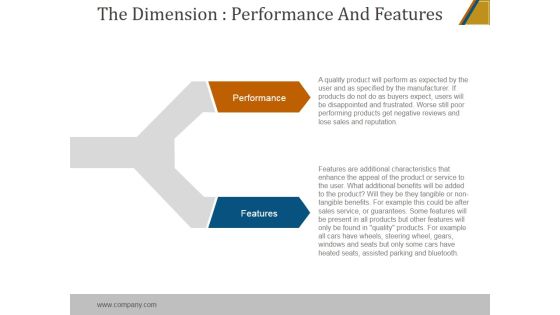 The Dimension Performance And Features Ppt PowerPoint Presentation Clipart The Dimension Performance And Features Ppt PowerPoint Presentation Clipart