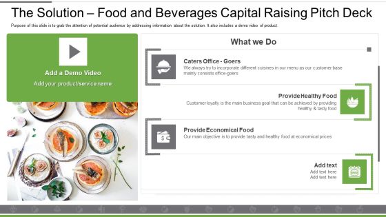 The Solution Food And Beverages Capital Raising Pitch Deck Guidelines PDF The Solution Food And Beverages Capital Raising Pitch Deck Guidelines PDF